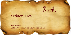Krámer Axel névjegykártya